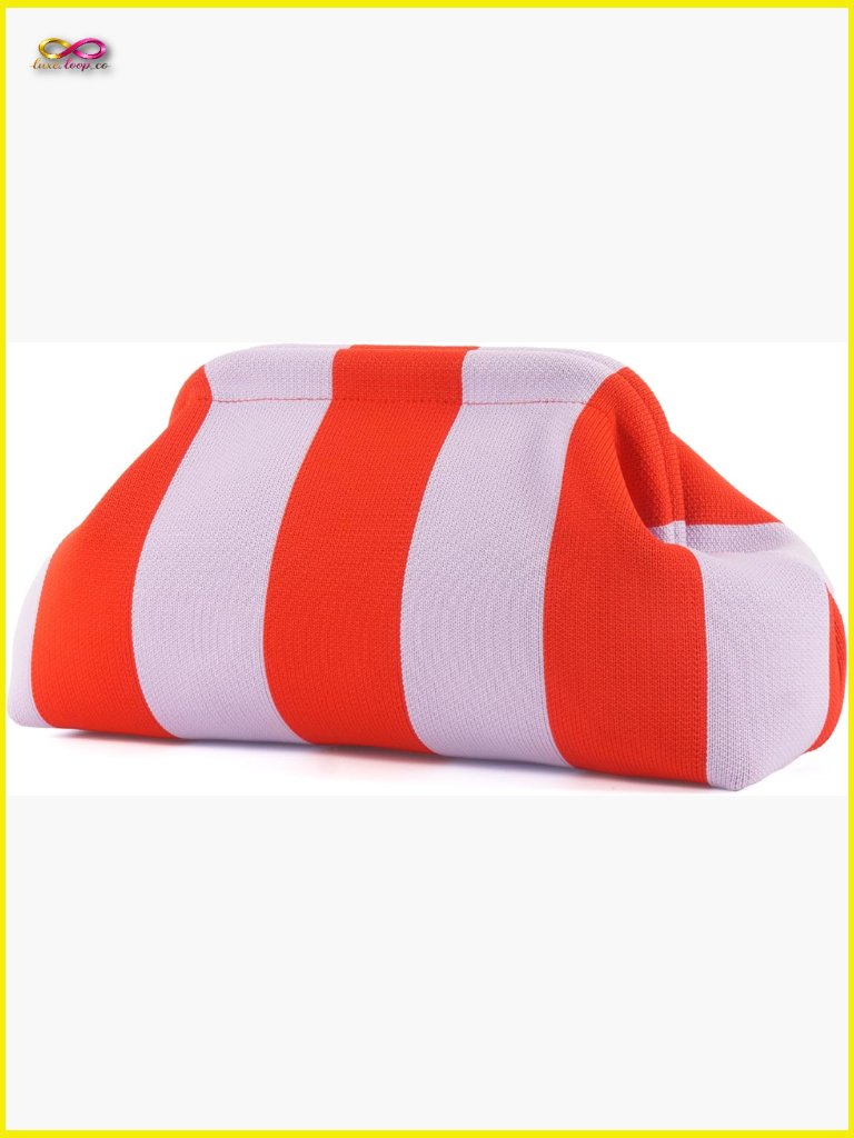 Woven Clutch Purse Summer Beach Vacation Evening Bag Striped Dumpling Crochet